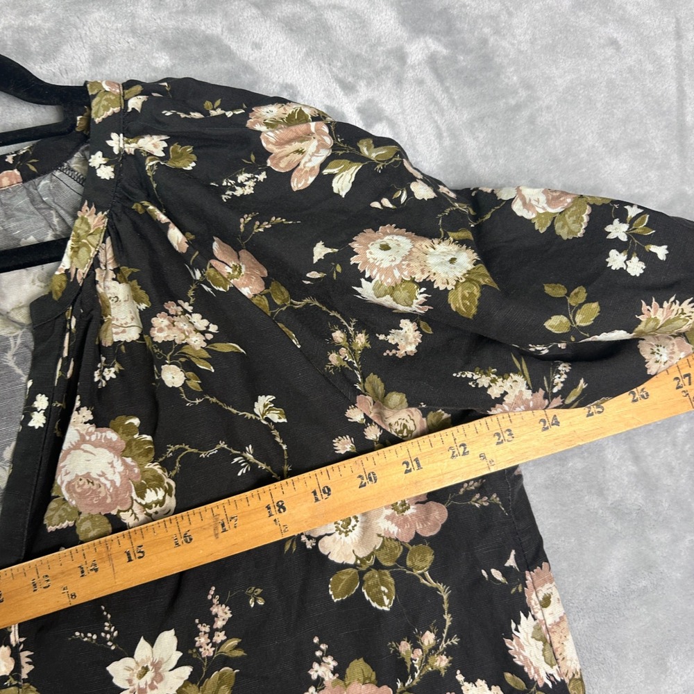 Tuckernuck Black Floral Tiered Maxi Dress XL Puff Sleeve Pockets Boho Romantic - Picture 3 of 9